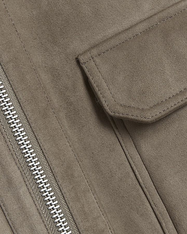 Beige regular fit faux fur shearling jacket