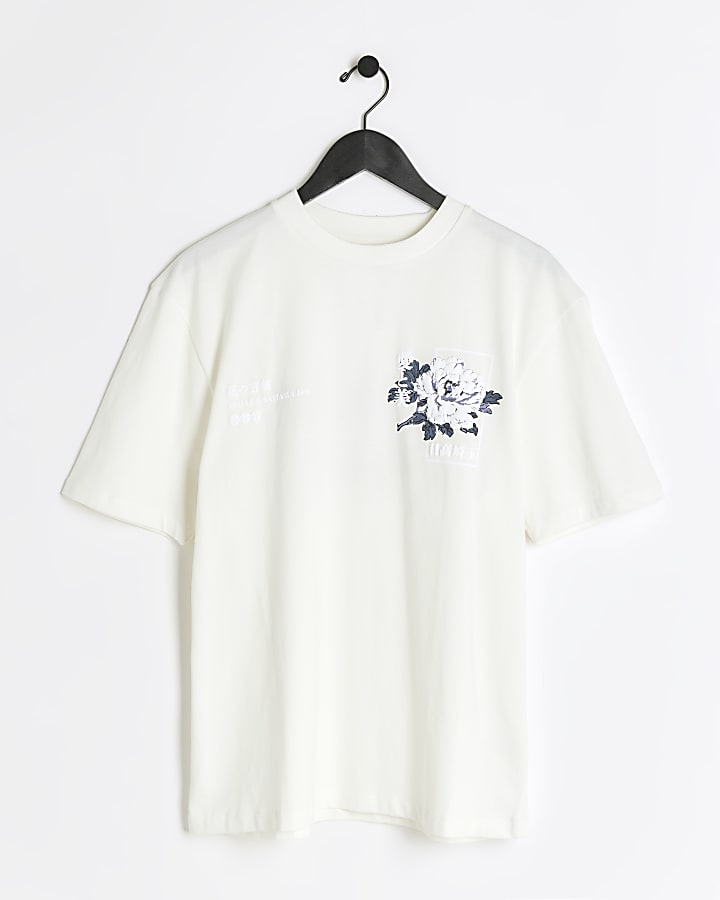 White regular fit graphic print t-shirt