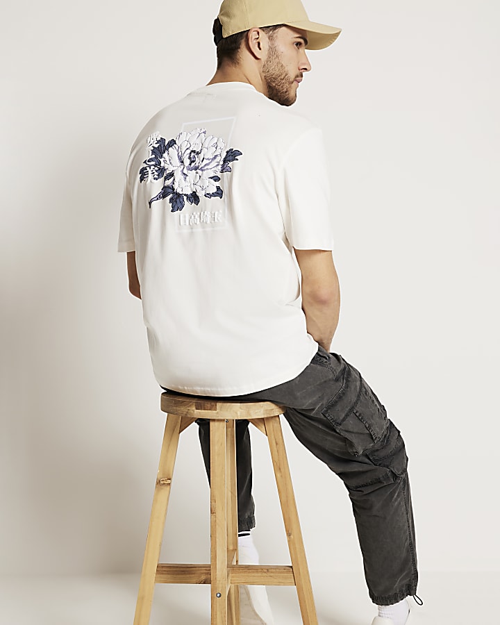 White regular fit graphic print t-shirt