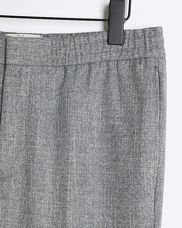 Grey slim fit textured smart joggers