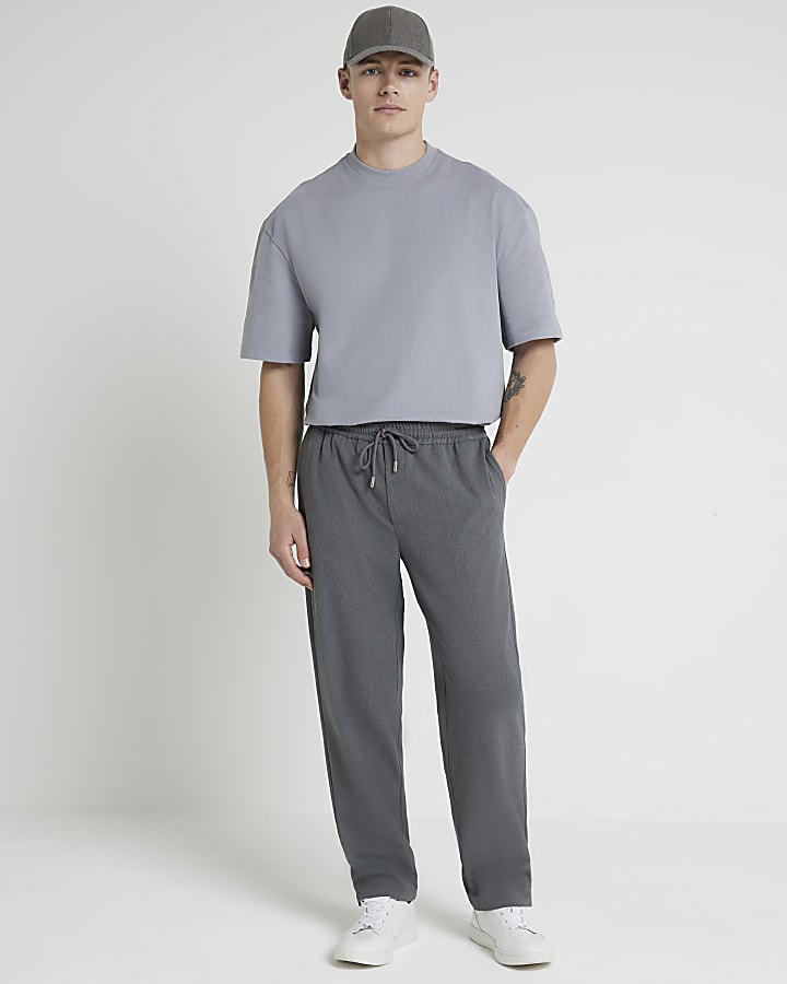 Grey regular fit smart joggers