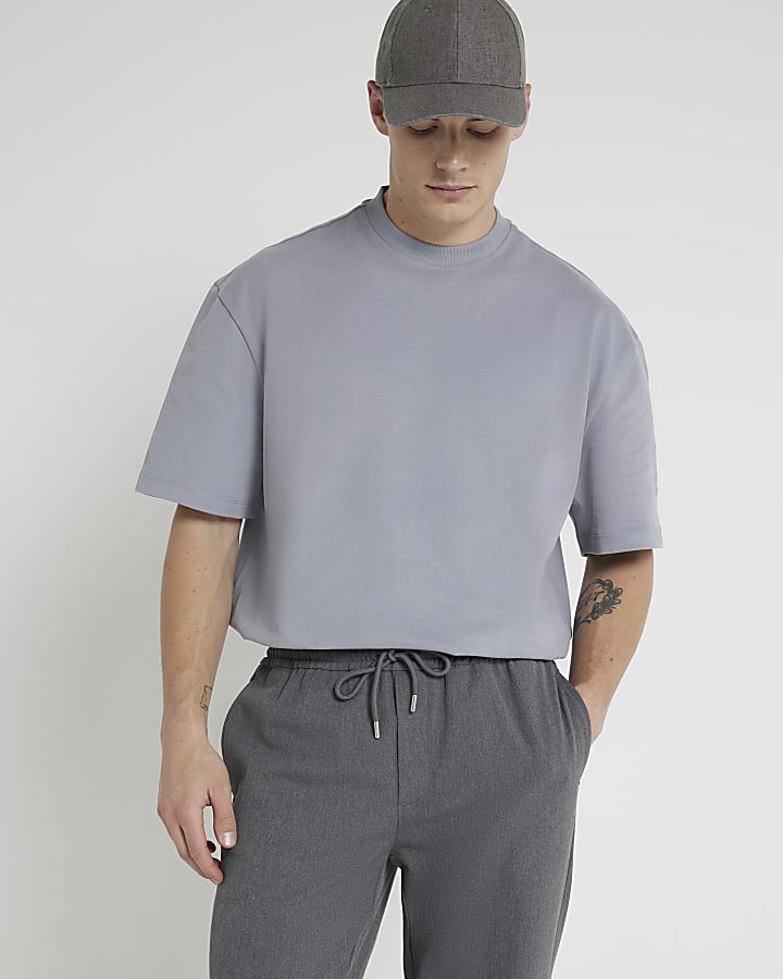 Grey regular fit smart joggers