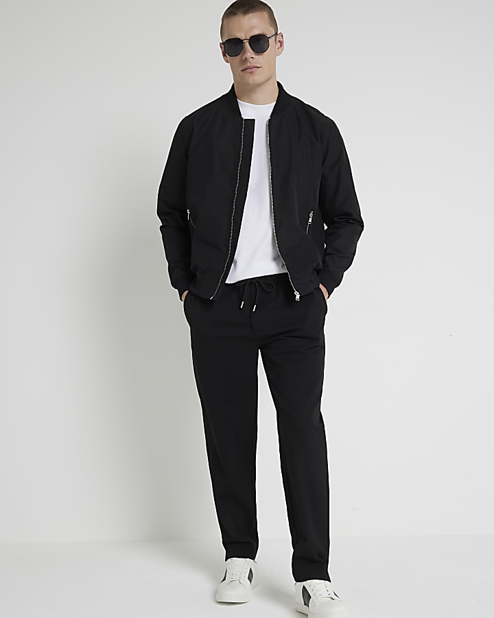 Black regular fit smart joggers