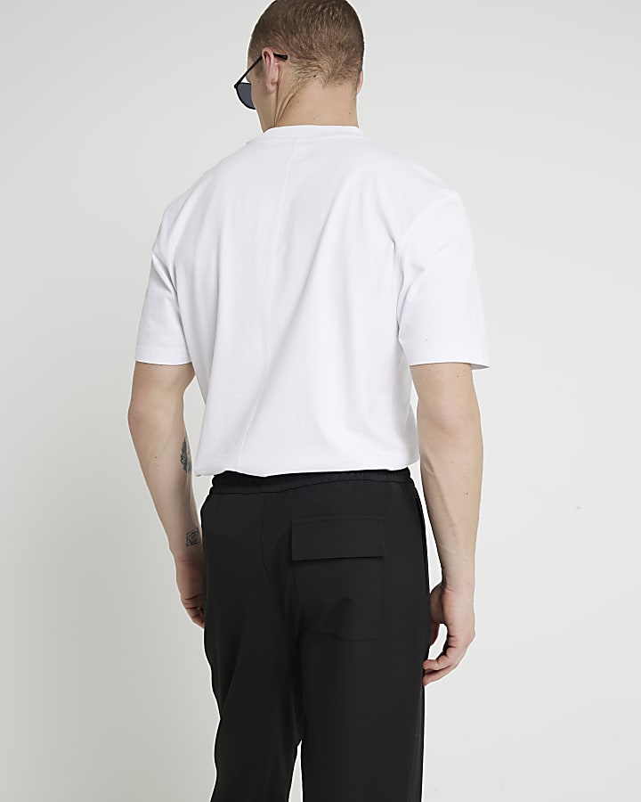 Black regular fit smart joggers