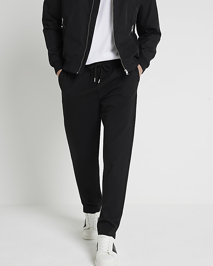 Black regular fit smart joggers