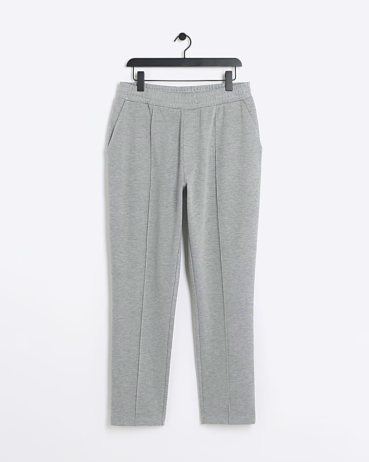 Grey slim fit pleated smart joggers