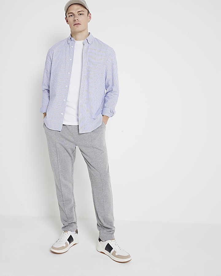 Grey slim fit pleated smart joggers