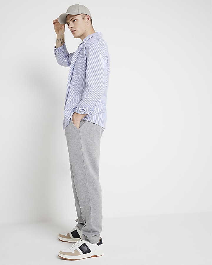 Grey slim fit pleated smart joggers