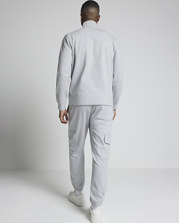 Grey regular fit cargo smart joggers