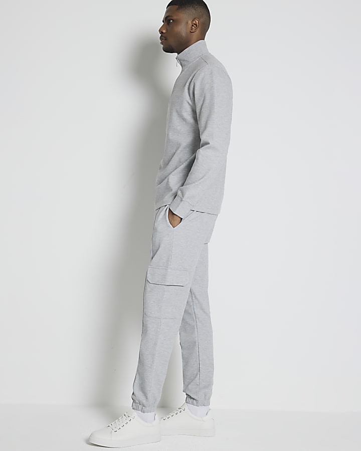 Grey regular fit cargo smart joggers