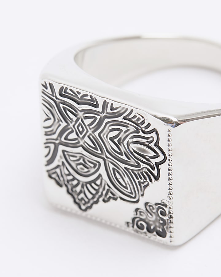 Silver Bandana Signet Ring