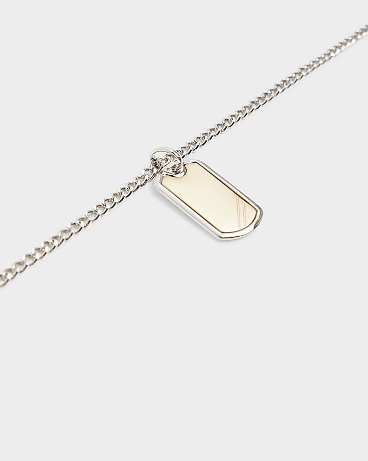 Silver colour dog tag necklace