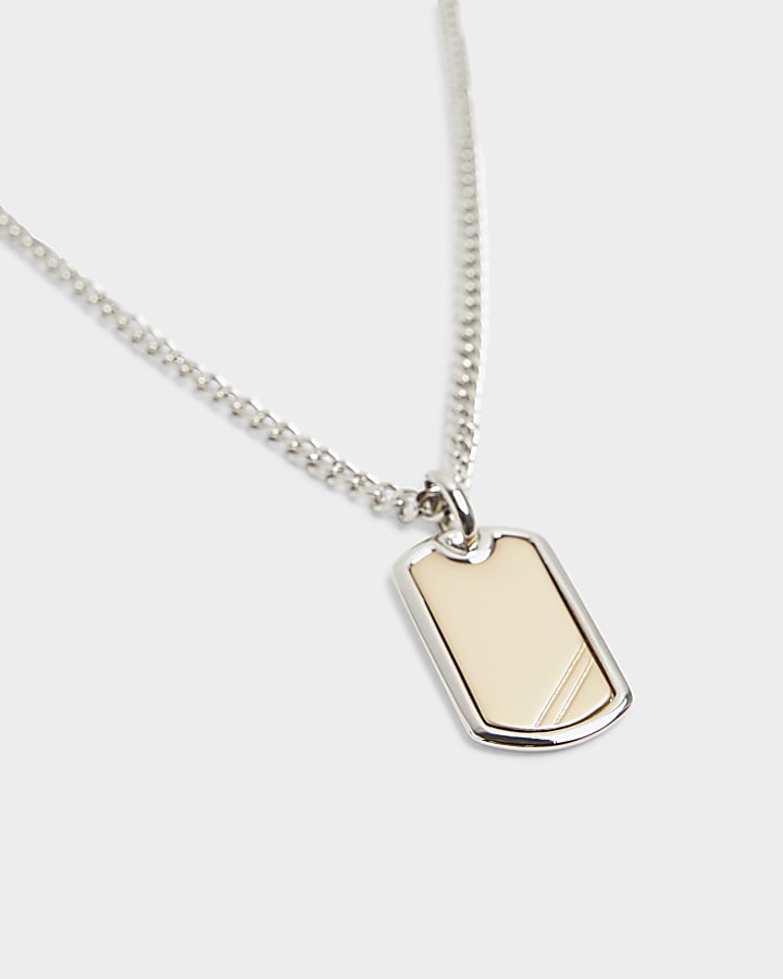 Silver colour dog tag necklace