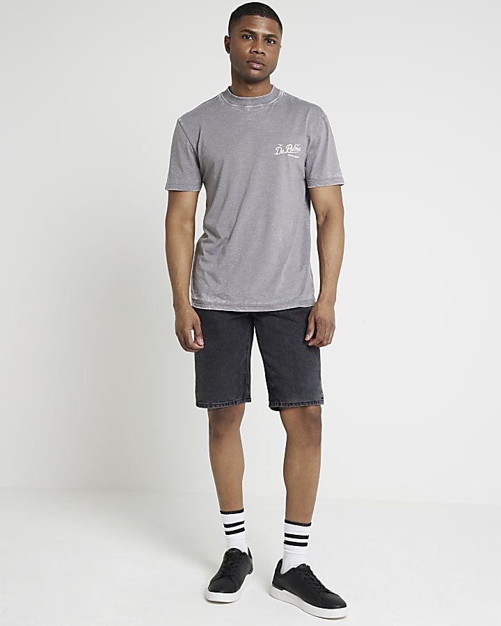 Grey regular fit graphic print t-shirt