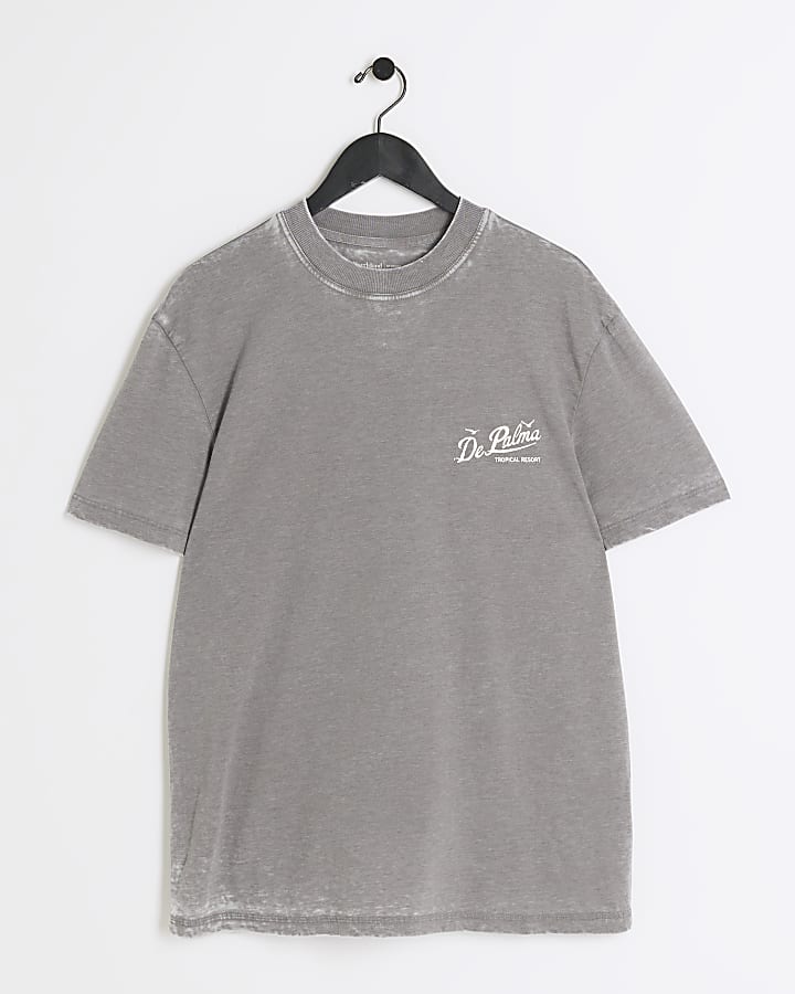 Grey regular fit graphic print t-shirt