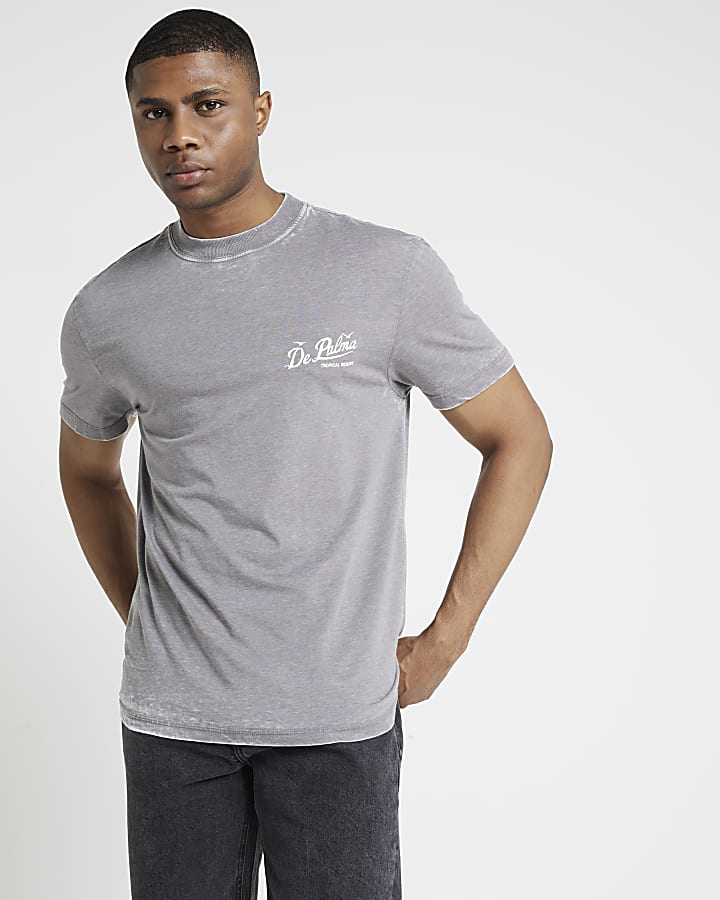 Grey regular fit graphic print t-shirt