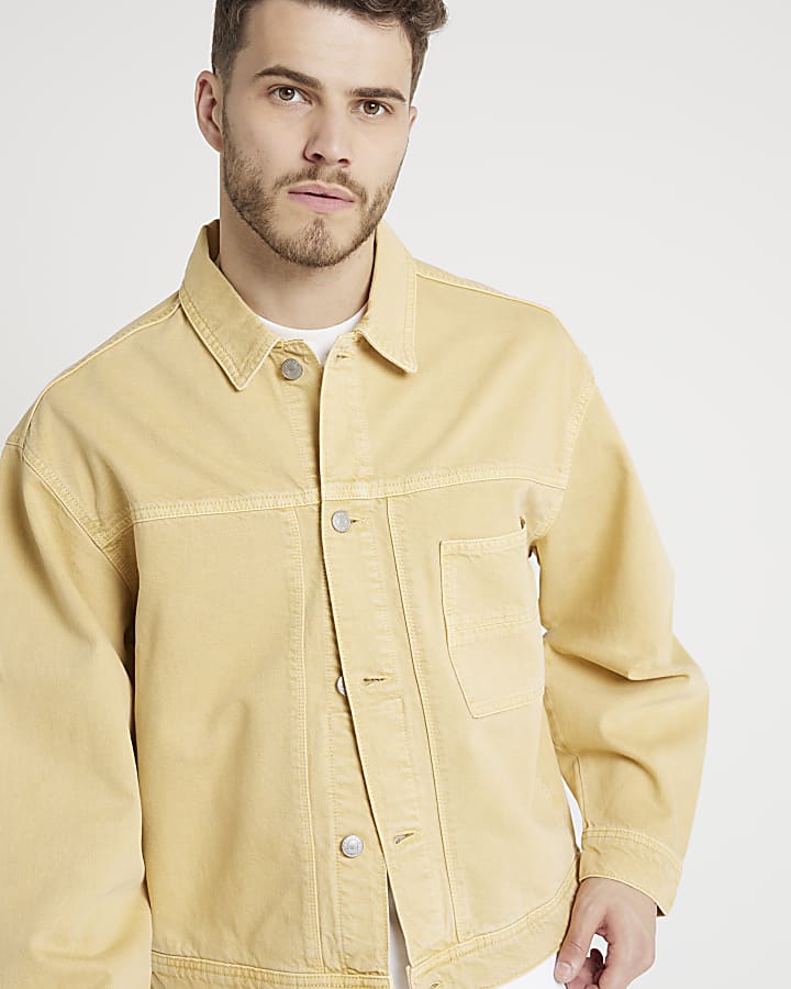 Yellow oversized fit denim jacket