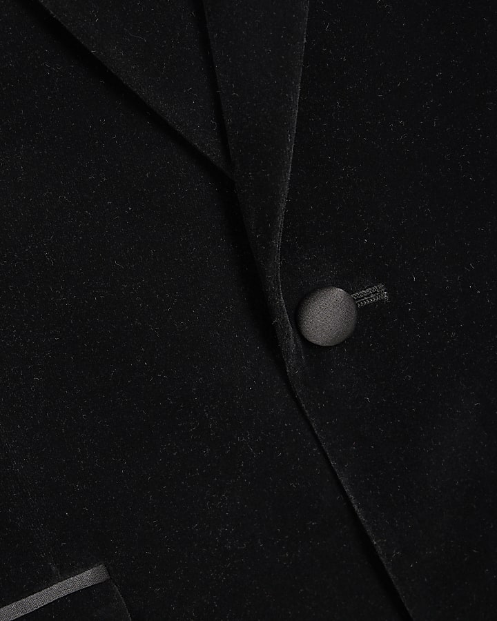 Black slim fit velvet tux jacket