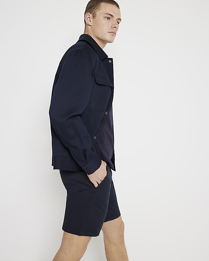 Navy slim fit chino shorts