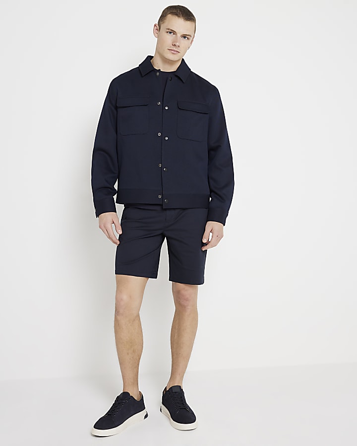 Navy slim fit chino shorts