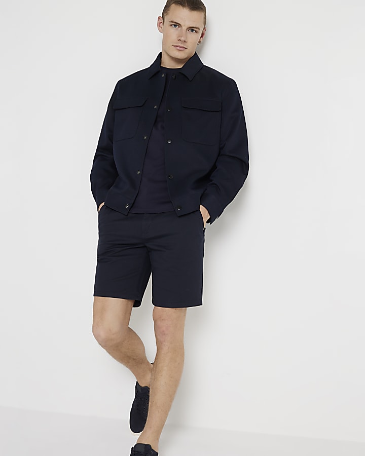 Navy slim fit chino shorts