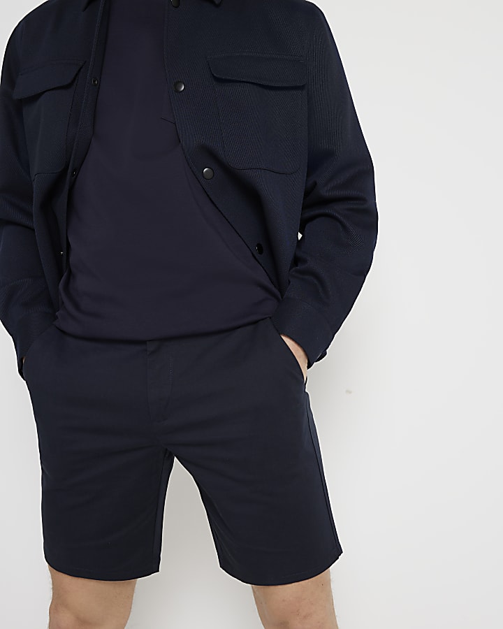 Navy slim fit chino shorts