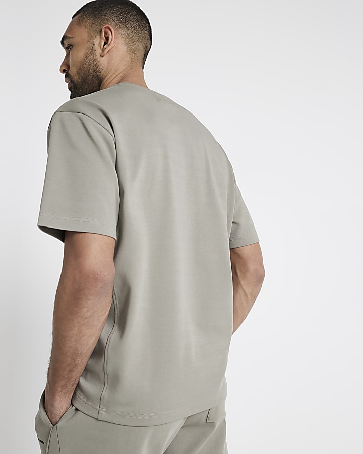 Khaki regular fit embroidered t-shirt