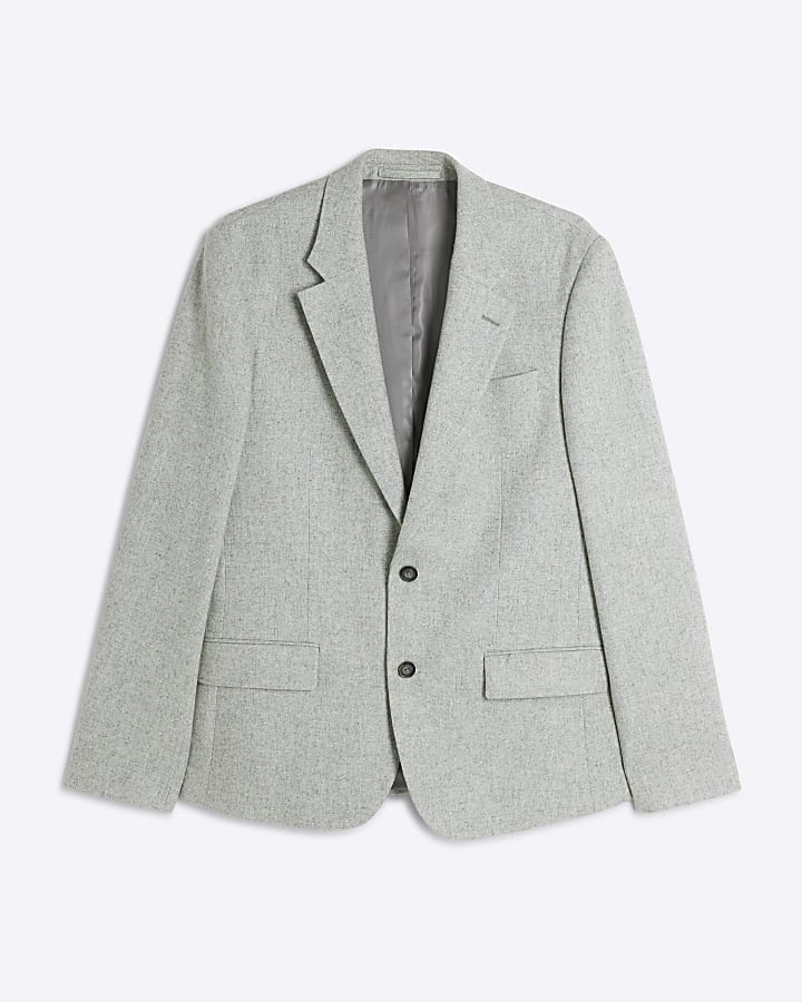 Grey Marl Slim Fit Wool Blend Suit Jacket