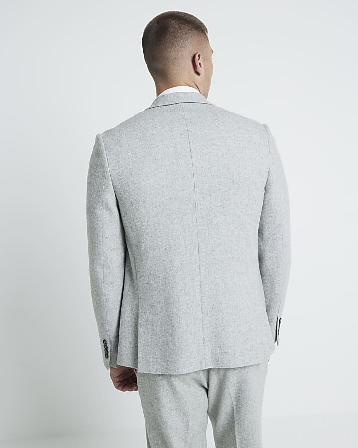 Grey Marl Slim Fit Wool Blend Suit Jacket