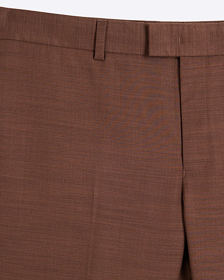 Brown Skinny Fit Suit Trousers