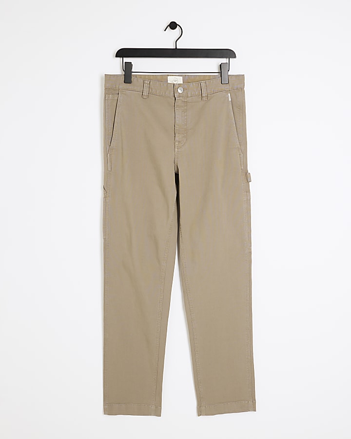 Green regular fit carpenter trousers