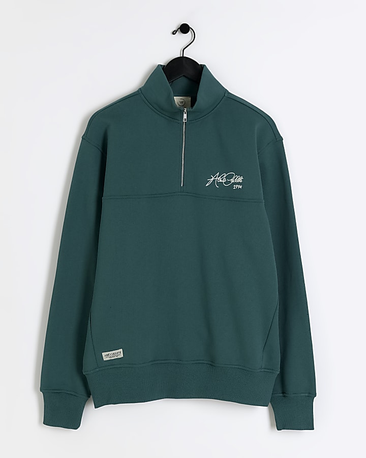 Green regular fit funnel sweatshirt