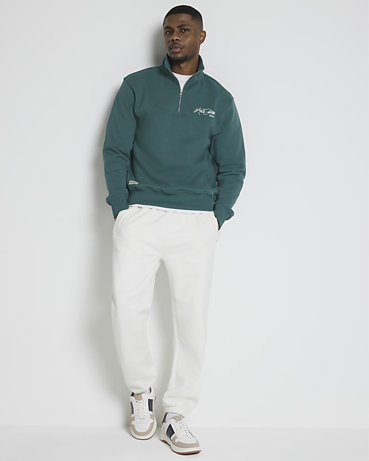 Green regular fit funnel sweatshirt