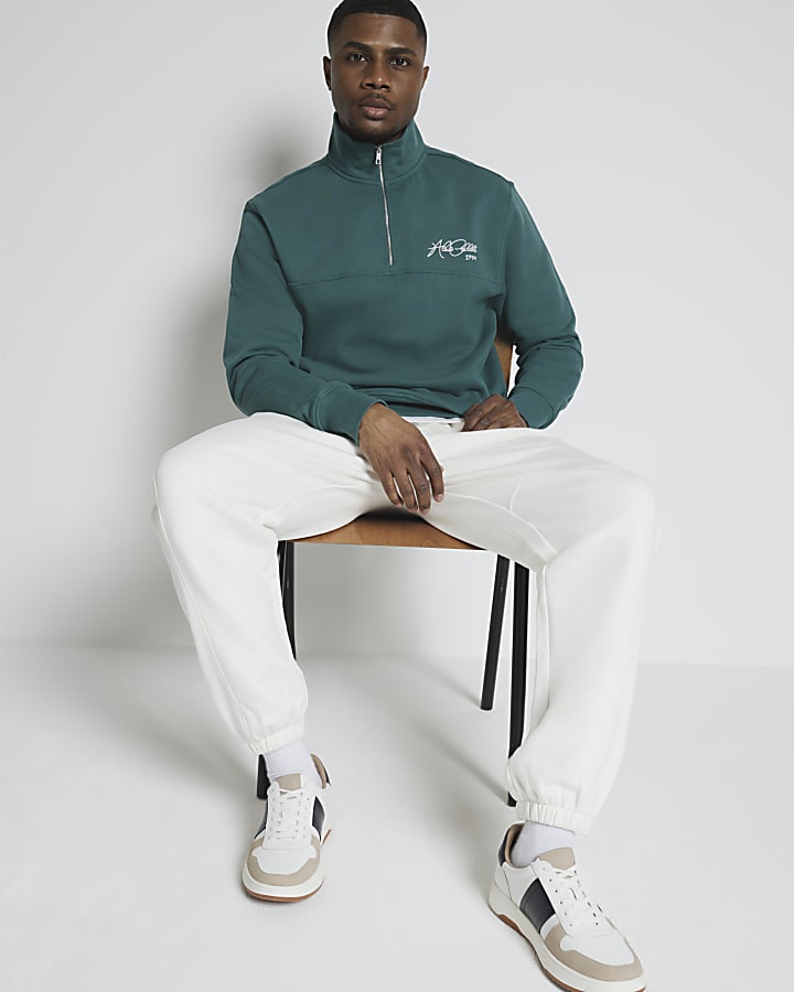 Green regular fit funnel sweatshirt