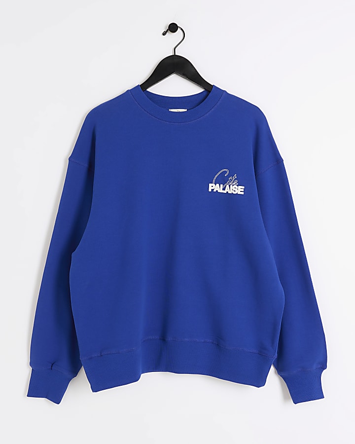 Blue regular fit graphic sweatshirt