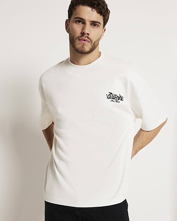 White oversized fit back graphic t-shirt