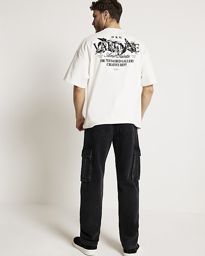 White oversized fit back graphic t-shirt