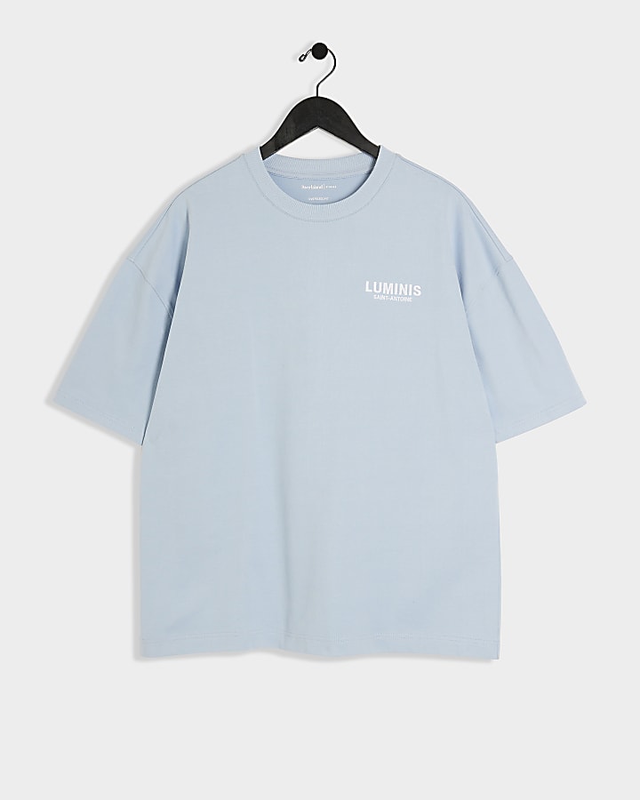 Light blue oversized graphic print t-shirt