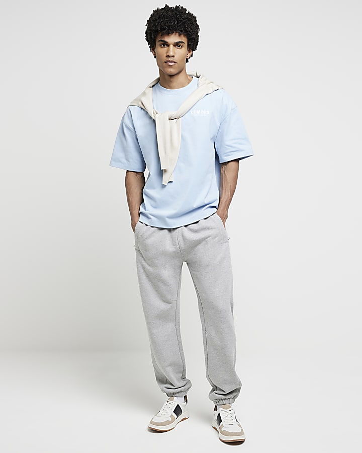 Light blue oversized graphic print t-shirt