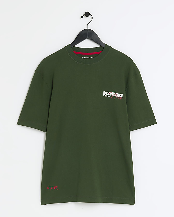 Green oversized fit japanese graphic t-shirt