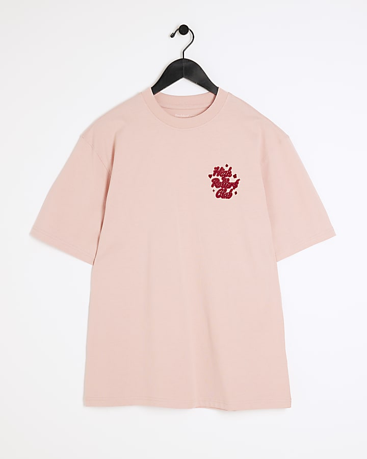 Pink regular fit graphic print t-shirt