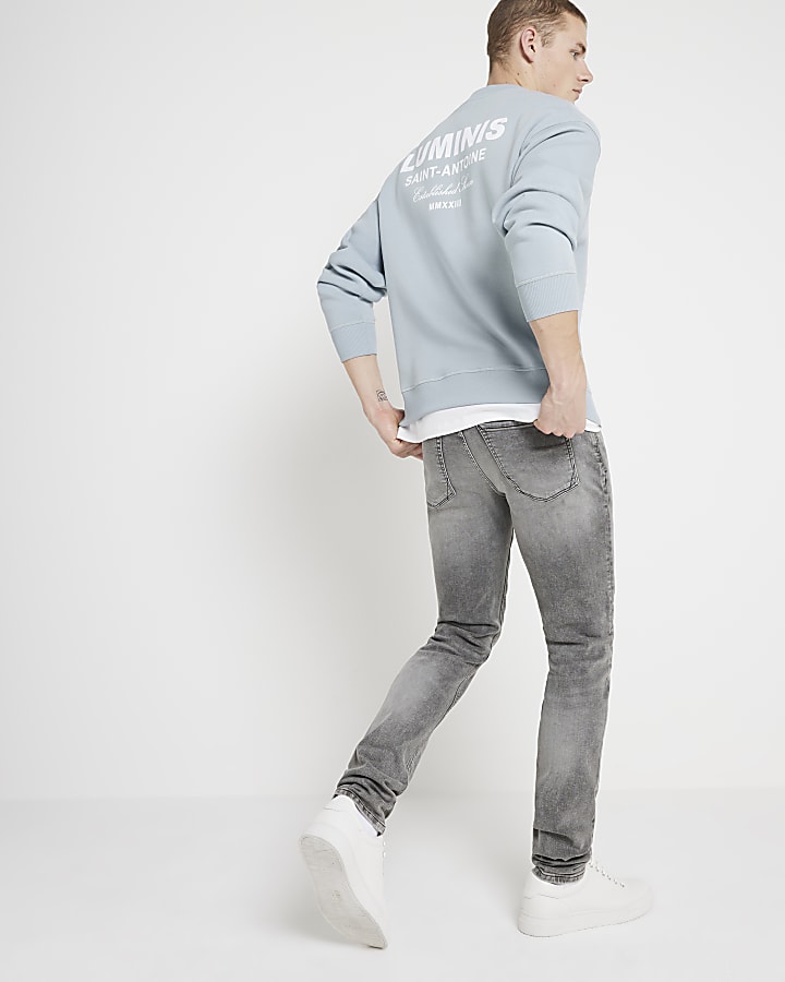 Grey faded skinny fit jeans