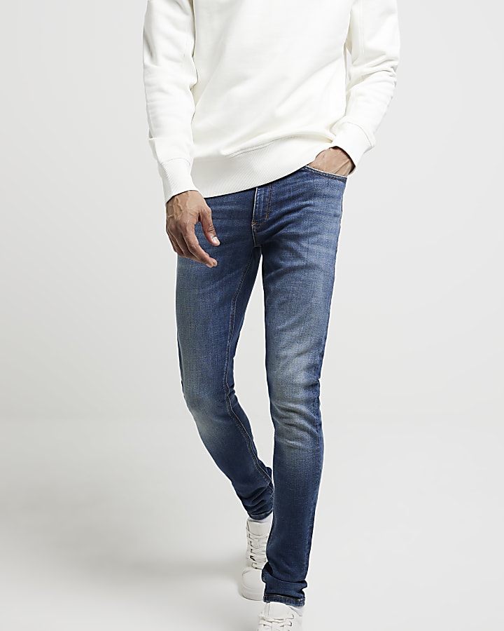 Blue super skinny spray on jeans