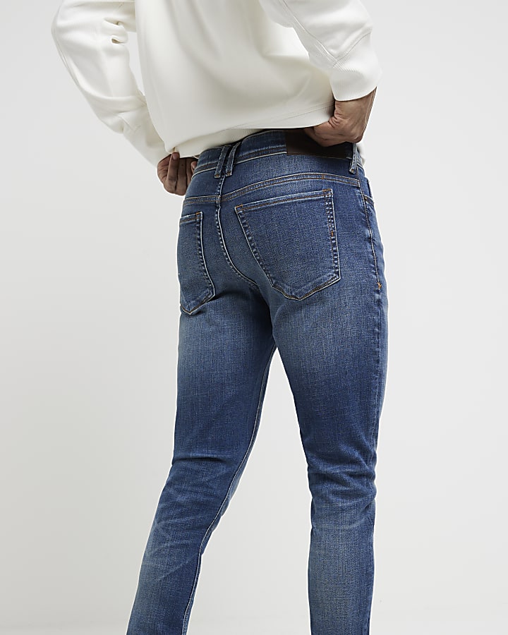 Blue super skinny spray on jeans