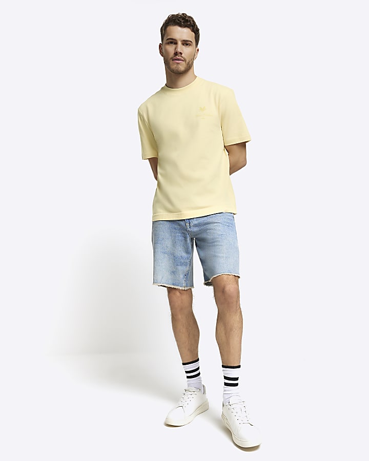 Yellow regular fit embroidered t-shirt