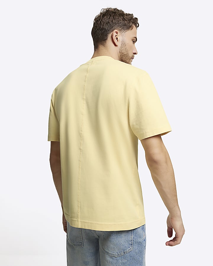 Yellow regular fit embroidered t-shirt