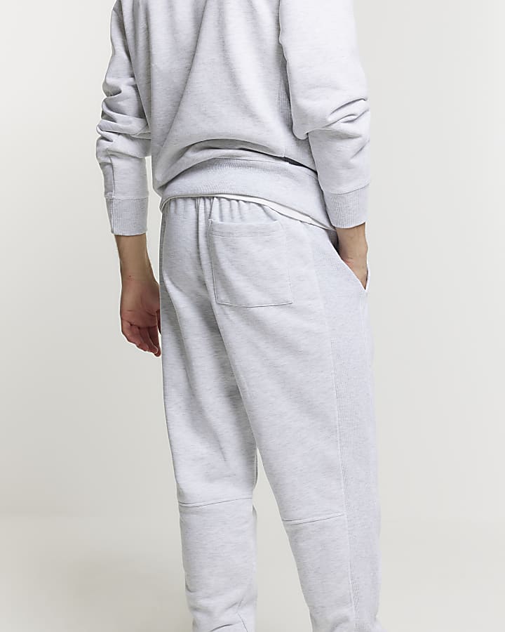 Grey regular fit graphic cuffed joggers
