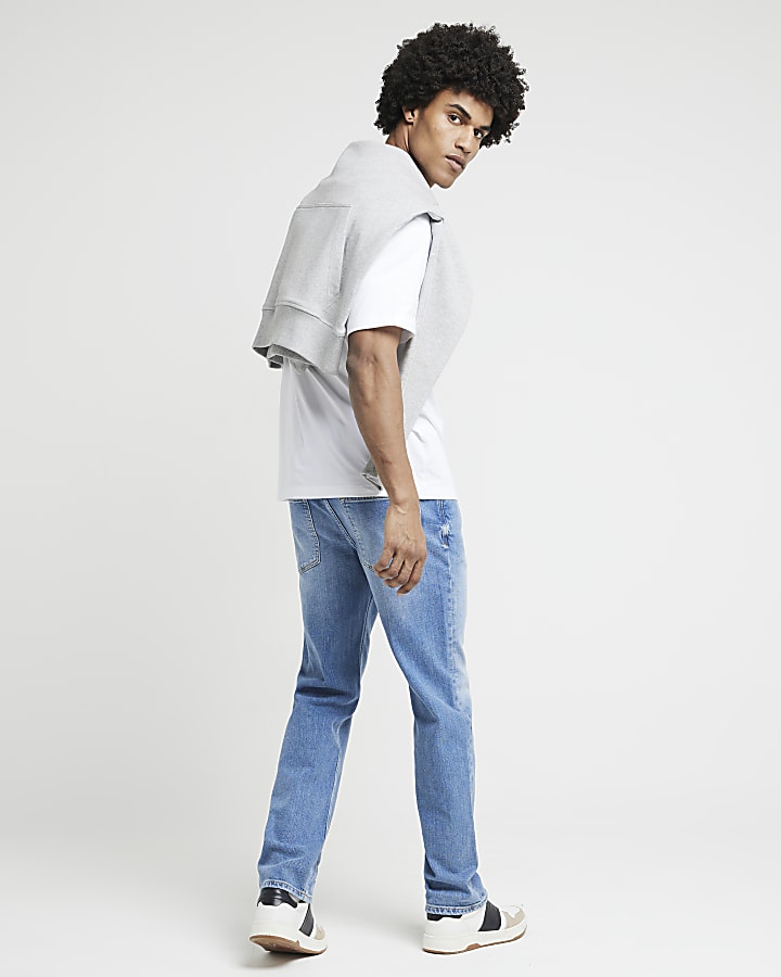 Blue straight fit jeans