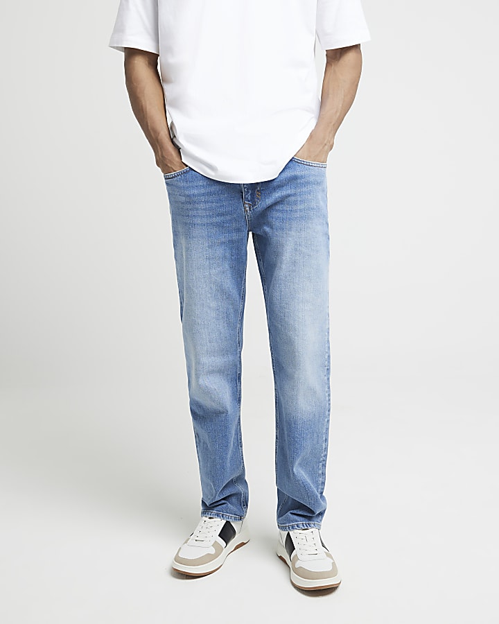 Blue straight fit jeans