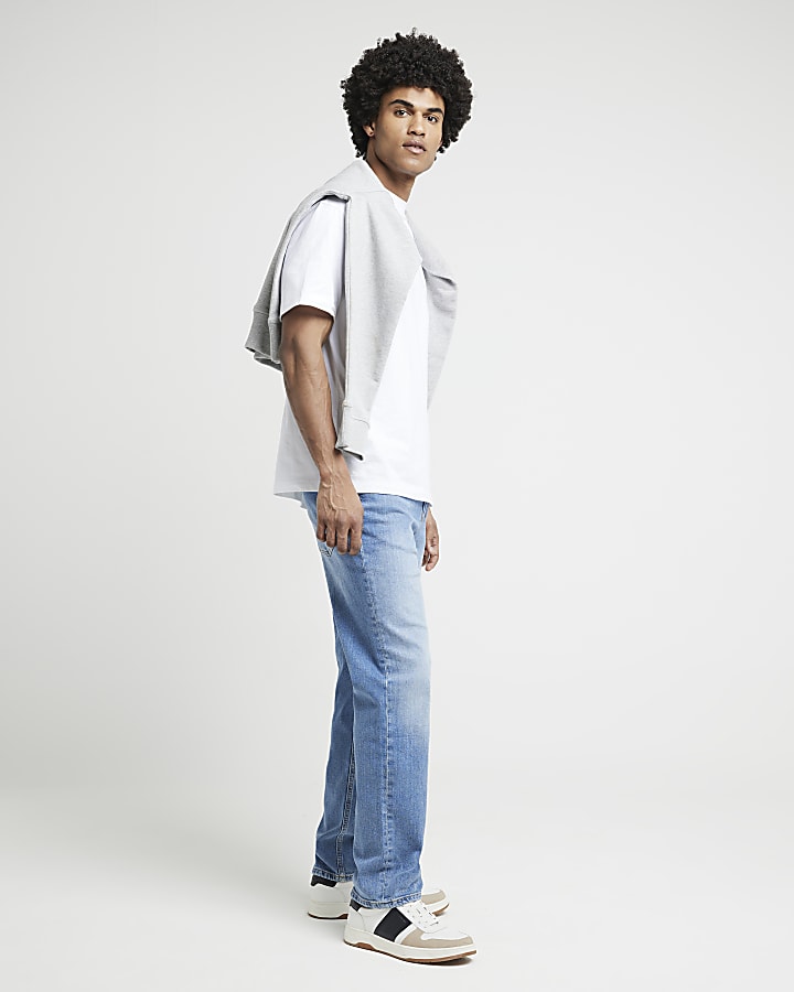 Blue straight fit jeans